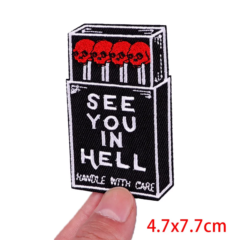 Parche de póker, parches bordados de calavera de terror para ropa, bordado Punk/patch para coser, parches para planchar ropa, pegatinas para planchar - imagen 4