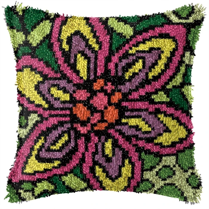 Kit de gancho de pestillo de la serie de flores clásicas, Juego de paquete de almohada de nudo Diy, costura de cojín de flor de peonía rosa, Kit de gancho de pestillo de funda de almohada - imagen 2