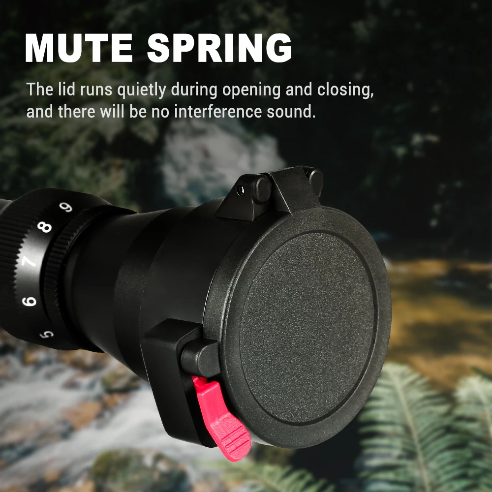 Cubierta de lente de alcance de Rifle, cubiertas de alcance de apertura rápida de 39,4-48mm con tapa protectora de alcance óptica a presión para mira telescópica - imagen 3