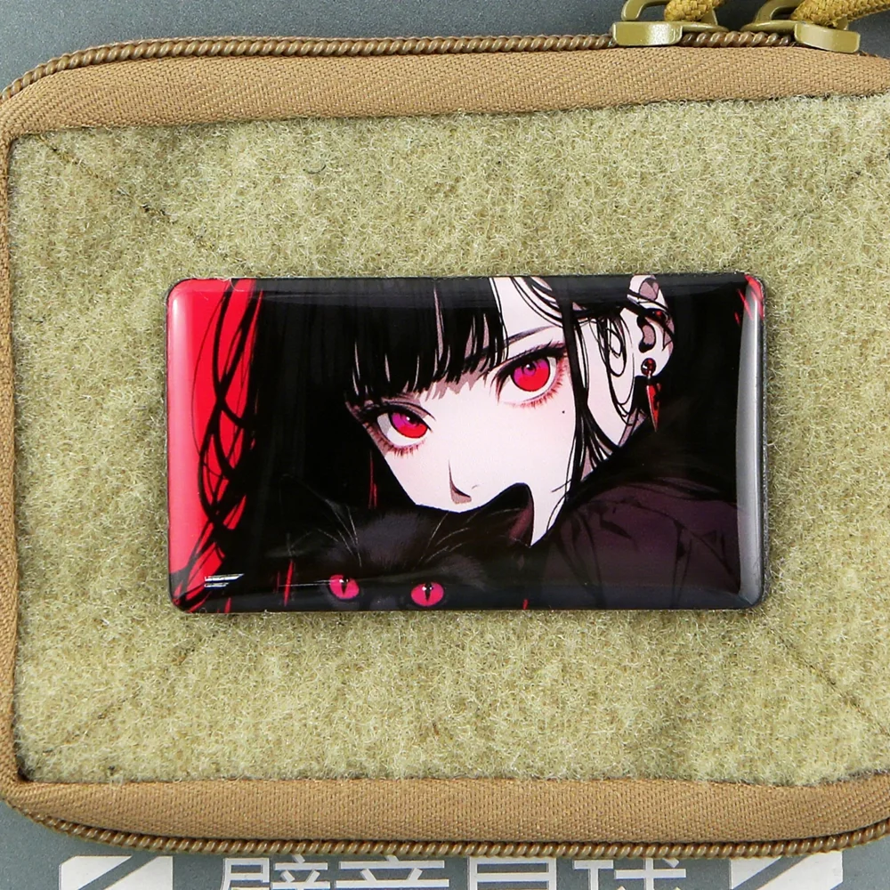 Parche de gato negro y niña, pegamento de goteo, insignias tácticas de Anime bidimensionales para ropa, mochila, decoración de chaleco - imagen 4