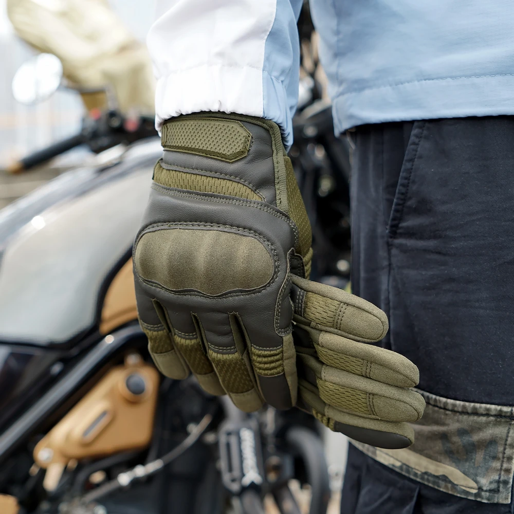 Guantes tácticos de cuero PU para pantalla táctil, combate, Airsoft, senderismo, ciclismo, escalada, tiro, guantes de dedo completo, equipo de protección para hombres - imagen 4