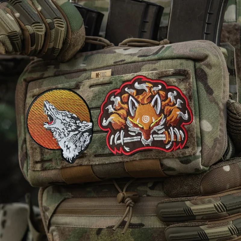 KURAMA con parche bordado de espada, chaleco táctico de Lobo y Luna, insignia de moral con gancho y bucle, pegatinas para mochila, parches para brazalete para ropa - imagen 5