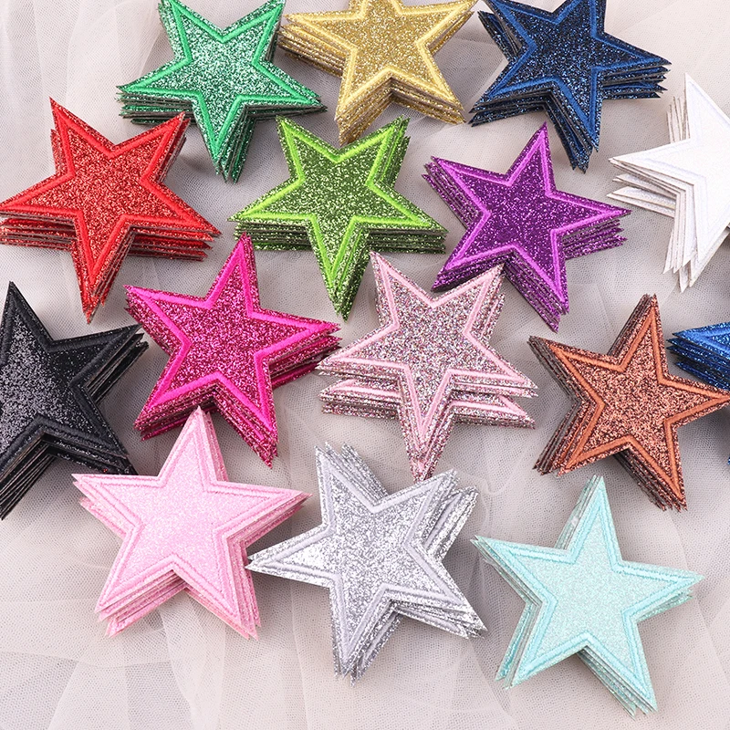 Parches termoadhesivos bordados estrella y corazón con purpurina - imagen 2