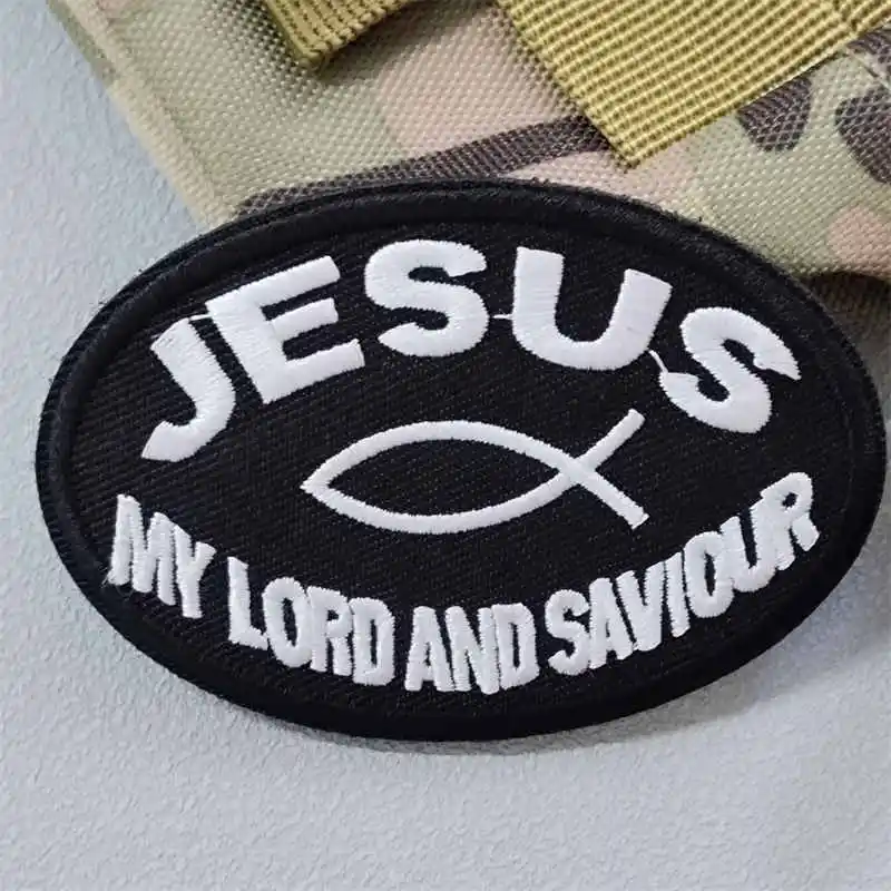 Parche bordado Jesús con gancho y bucle para chaleco táctico - imagen 2