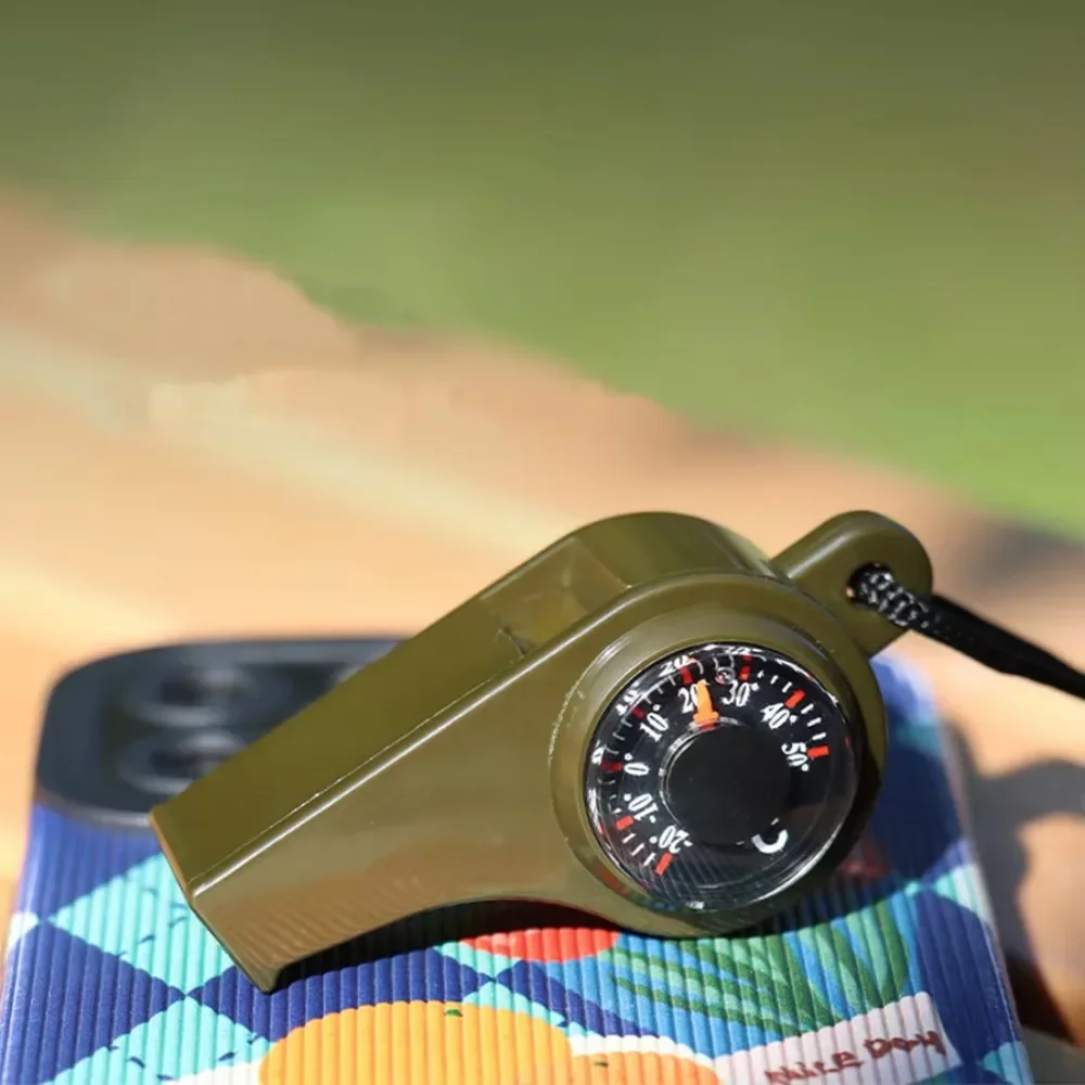 Termómetro con silbato y brújula tres en uno, herramienta de rescate para acampar al aire libre, silenciosa, portátil, multifuncional - imagen 5