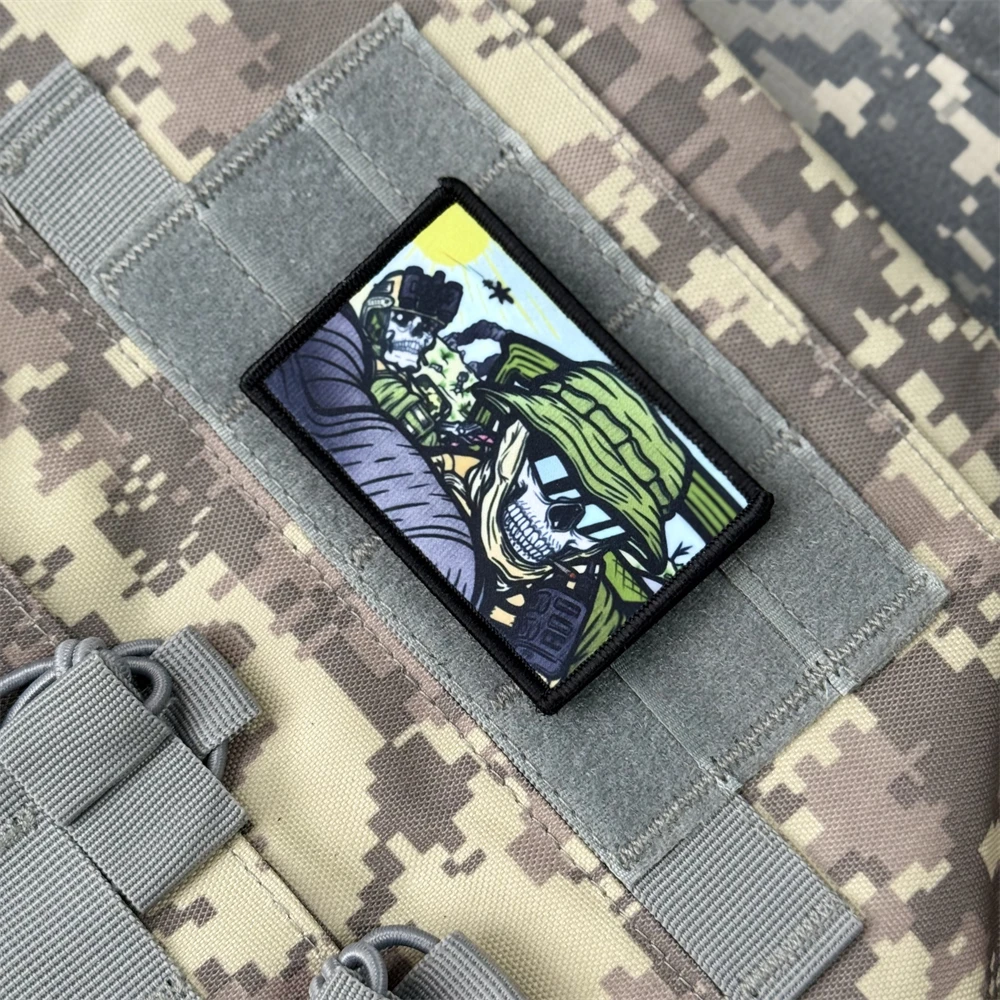 Parche "Fear and Hatred", calavera táctica, moral militar, apliques personalizados, pegatina para mochila, parches impresos con gancho para ropa