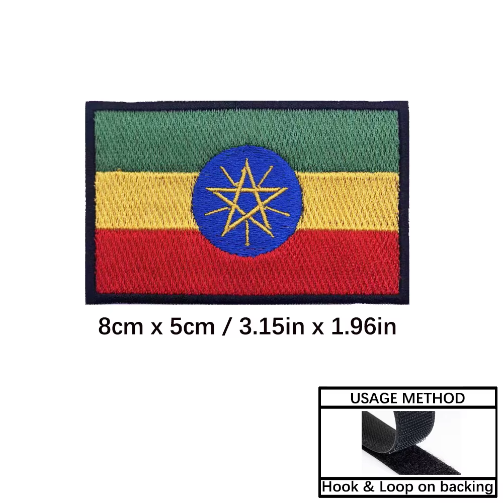 Brazalete bordado bandera Etiopía – Parche táctico velcro para uniforme - imagen 3