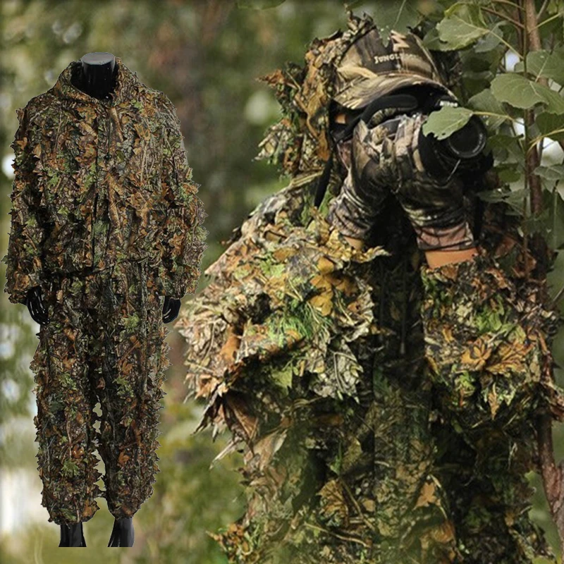 Traje Ghillie para exteriores para hombre y mujer, ropa de camuflaje, traje de jungla, ropa de hojas de entrenamiento CS, traje de caza, pantalones, chaqueta con capucha - imagen 3