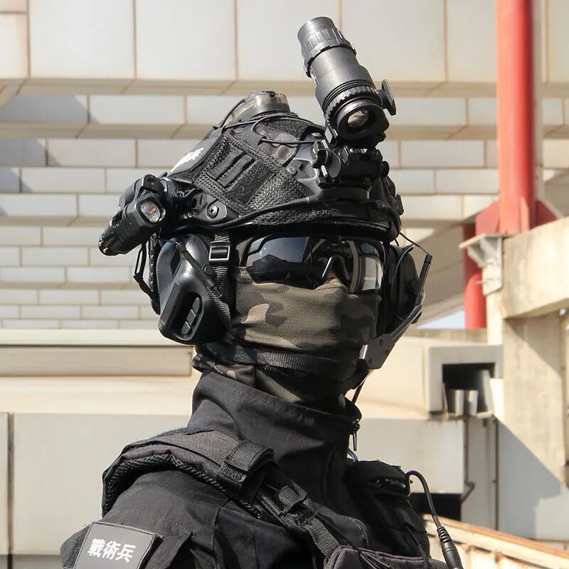 FMA Airsoft AN/PVS-18 NVG modelo simulado + casco de plástico L4G24 soporte NVG/casco de Metal NVG soporte negro - imagen 5