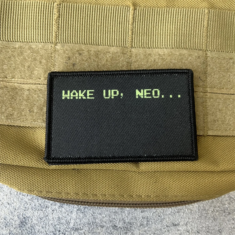 Despertador, Neo... Parche de insignia de moral táctica de la película Matrix, brazalete con estampado militar, gancho y bucle, pegatina para mochila y ropa - imagen 5
