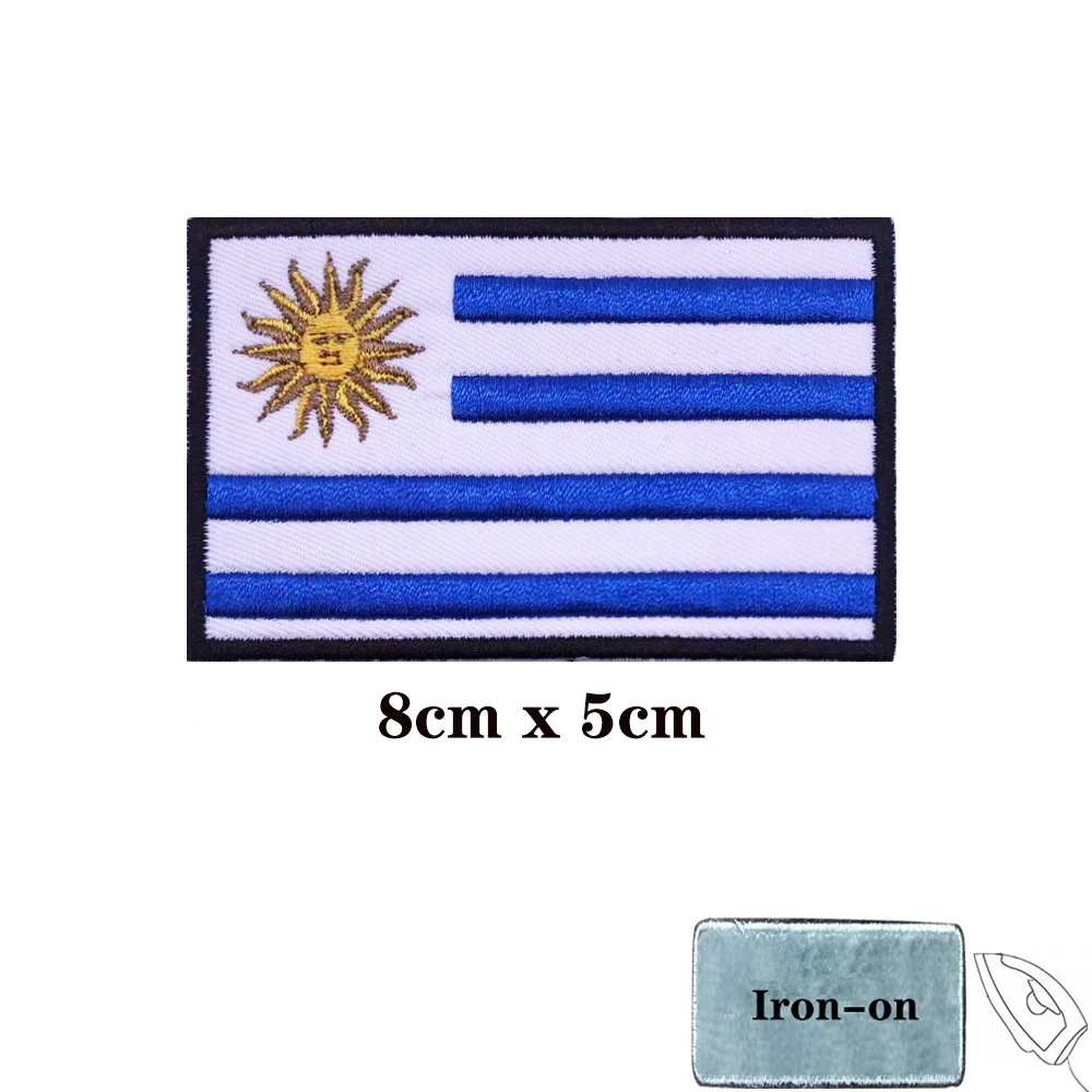 Parches de bandera de Uruguay, brazalete, parche bordado, gancho y bucle, insignia bordada con hierro, raya militar - imagen 2