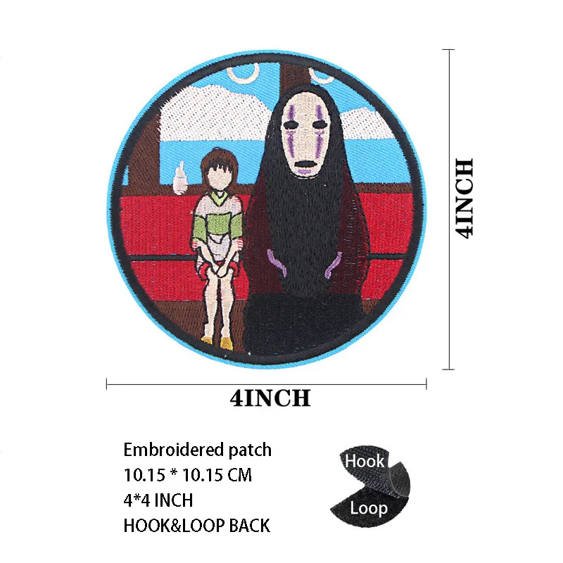 Insignia para bolsa al aire libre, bordado, estilo japonés único, dibujos animados de Anime, mochila de media cara, parches de gancho y bucle para ropa - imagen 5
