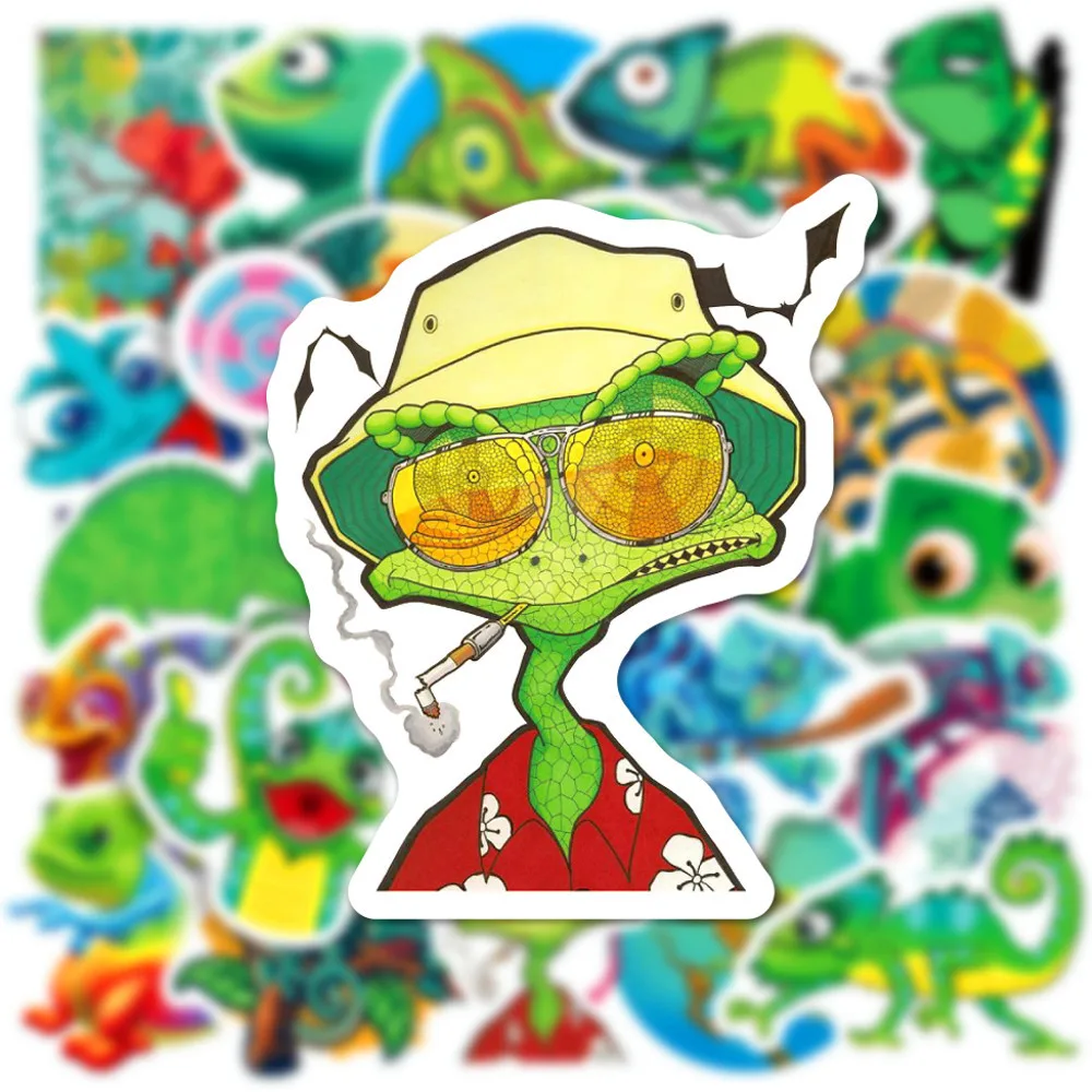 Pegatinas de lagarto de animales bonitos, 50 piezas, para ordenador portátil, cuaderno, álbum de recortes, funda de teléfono para nevera, calcomanía impermeable DIY, pegatina de camaleón - imagen 2
