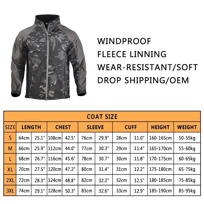 HAN WILD-chaqueta táctica impermeable para exteriores para hombre, ropa deportiva ligera, transpirable, cómoda, para senderismo, Otoño e Invierno - imagen 3