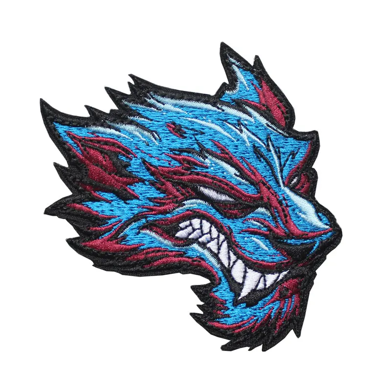 Accesorios para bolsas al aire libre, insignias creativas completamente bordadas con flor de lobo, costura artesanal, parches para chaqueta de mochila con gancho y bucle de moral - imagen 4