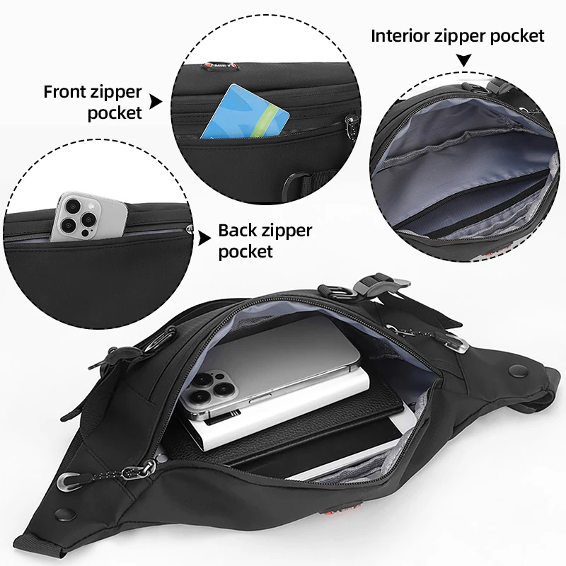 Bolsa de pecho deportiva para acampar para hombre, bolso de hombro tipo bandolera portátil para ciclismo, correr, aparejos de pesca al aire libre, riñonera para senderismo y caza - imagen 3