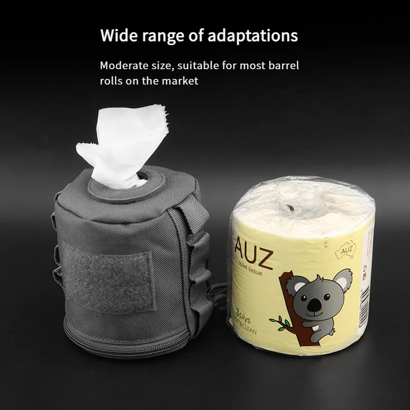 Rollo de papel para acampar al aire libre, bolsa de almacenamiento montada en correas, cajón de papel, cubierta de toalla de papel - imagen 3