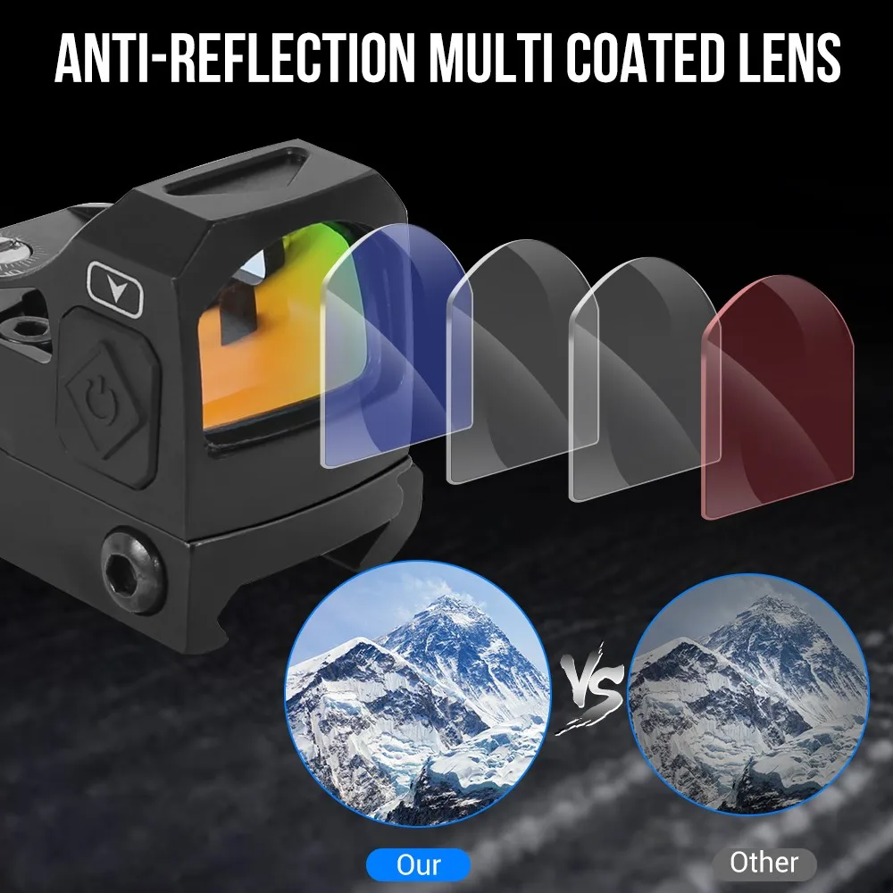 Mini mira telescópica táctica de punto rojo, pistola de reflejo MOA, 12 ajustes de brillo para monturas de riel de 20mm - imagen 2