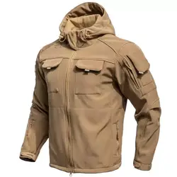 Chaquetas impermeables de lana Sharskin para hombre, abrigos con capucha de carga, pesca, senderismo, Camping, escalada, esquí, militar táctico, invierno y otoño