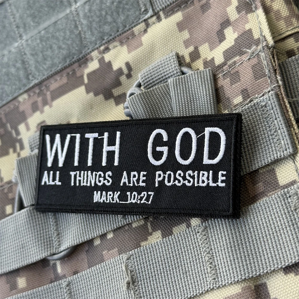 Parche táctico bordado versículo Marcos 10:7 – Insignia moral con velcro - imagen 4