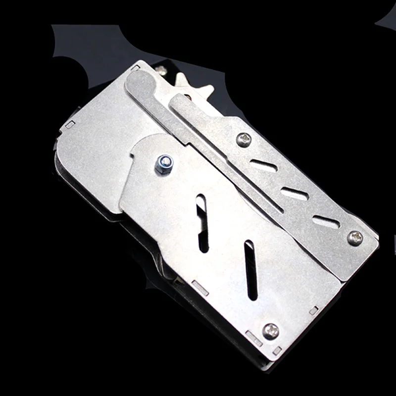 Mini pistola de goma plegable de acero inoxidable, lanzador de tiro, juguetes para niños, regalo de cumpleaños, accesorios de juego divertidos, plata, nuevo, 2022 - imagen 5