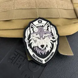 Parche lobo táctica PVC 3D con gancho y bucle – moral para ropa