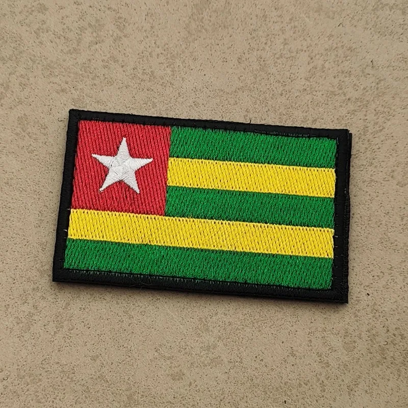 Parche bordado táctico bandera Togo gancho y bucle PVC militar - imagen 4