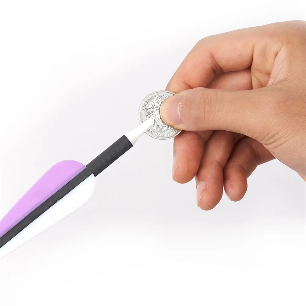 Flechas de carbono mixtas de 31,8 pulgadas, puntas reemplazables con plumas púrpuras de TPU para tiro con arco de caza, juegos de tiro con arco, 12/24 Uds. - imagen 2