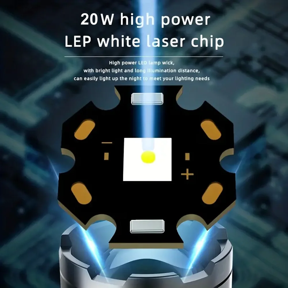 Zoom 20W LED haz de luz linterna de alta potencia USB recargable al aire libre potente táctico Camping caza pesca senderismo antorcha - imagen 5