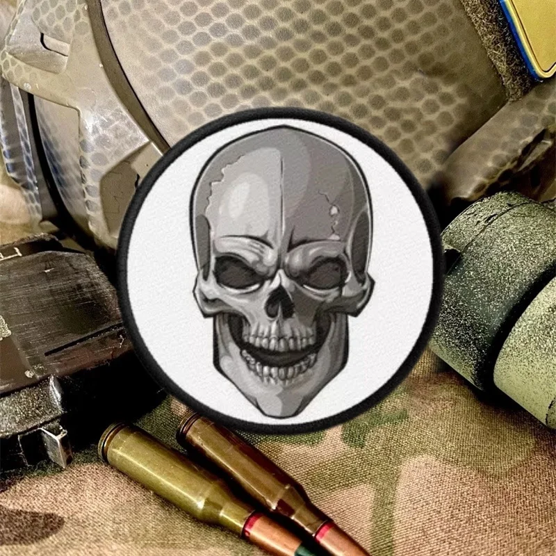 Insignia de moral táctica de calavera, parche impreso con gancho y bucle, parches militares, pegatinas para mochila, apliques para ropa, sombreros