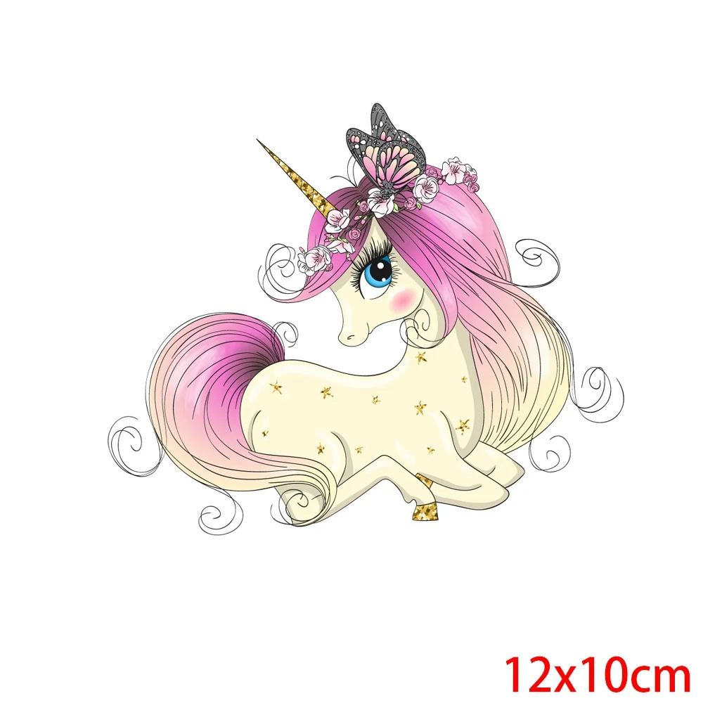 Parches de dibujos animados de unicornio para planchar, transferencia de calor, pegatinas térmicas de vinilo DIY, apliques para ropa - imagen 4
