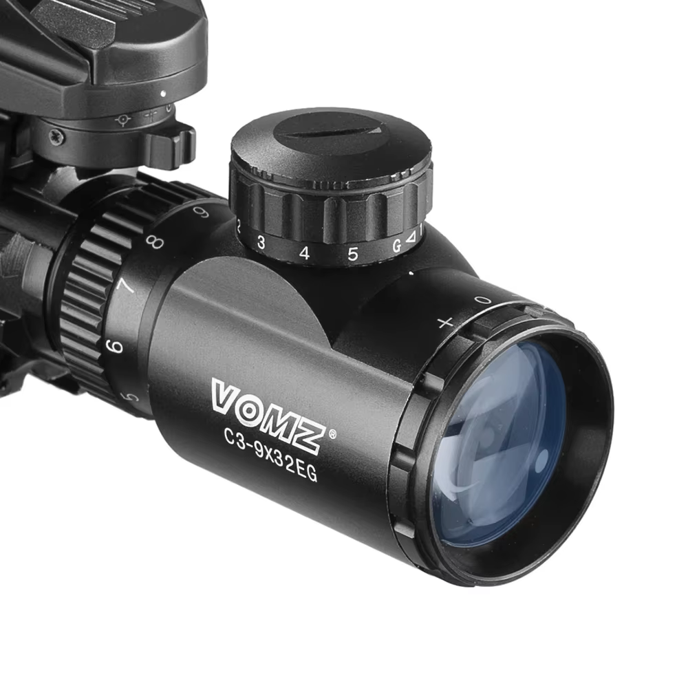 VOMZ 3-9x32 alcance iluminado telémetro Rifle holográfico 4 retícula vista 20mm rojo Grenn láser para caza Riflescope - imagen 3