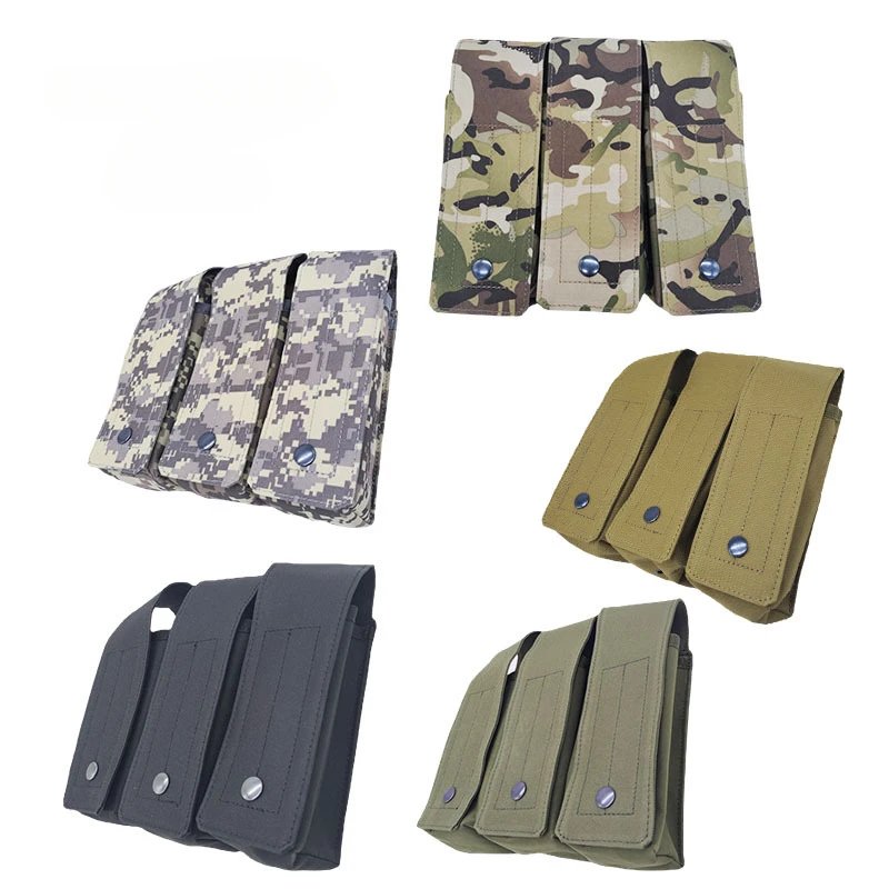 Bolsa táctica AK Triple MOLLE para revistas, soporte para pistola Airsoft, bolsa con Clip de camuflaje para funda de Rifle M4, accesorios de caza - imagen 4
