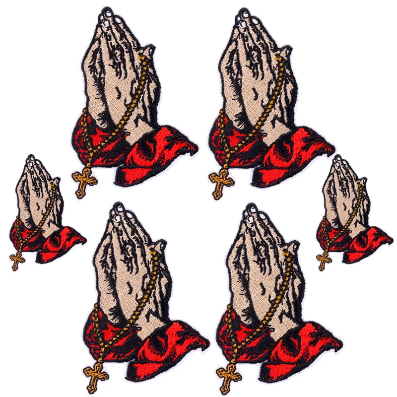 Prajna-Parche de calavera rosa para ropa, en la ropa para planchar parches bordados, parches de calavera de dedo DIY, pegatina de parche, 10 piezas - imagen 3