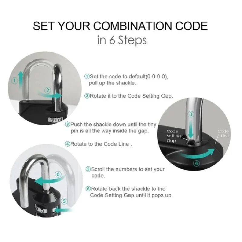 Candado con contraseña, combinación de contraseña de 3-4 dígitos, candado impermeable a prueba de herrumbre para escuela al aire libre, gimnasio, casillero deportivo, caja de herramientas para valla - imagen 4