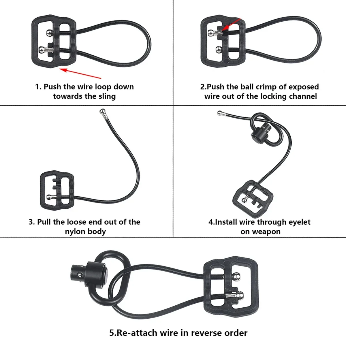 Engranaje táctico, bucle de alambre, ganchos de montaje giratorios, hebilla de conexión de 1 pulgada, 1,25 pulgadas con adaptador QD AR15 HK416, Rifle de caza - imagen 4