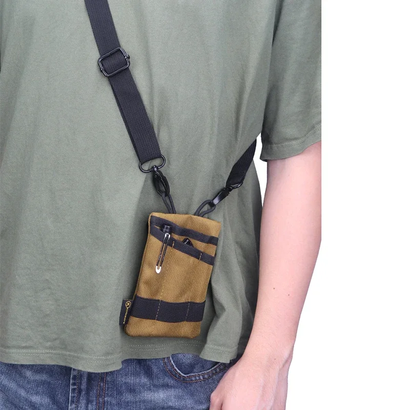 Mini bolsa táctica EDC, billetera, monedero, riñonera con correa para el hombro, cuchillo para acampar al aire libre, bolsillo colgante para tarjeta de crédito