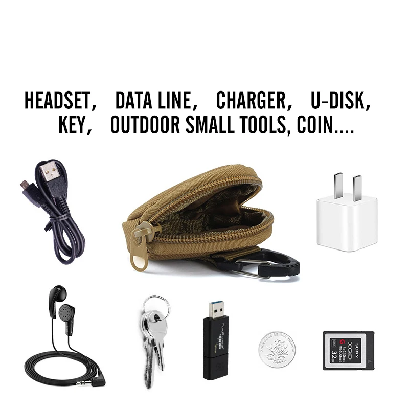 Cartera táctica EDC MOLLE para llaves y auriculares AirPods con cable - imagen 2
