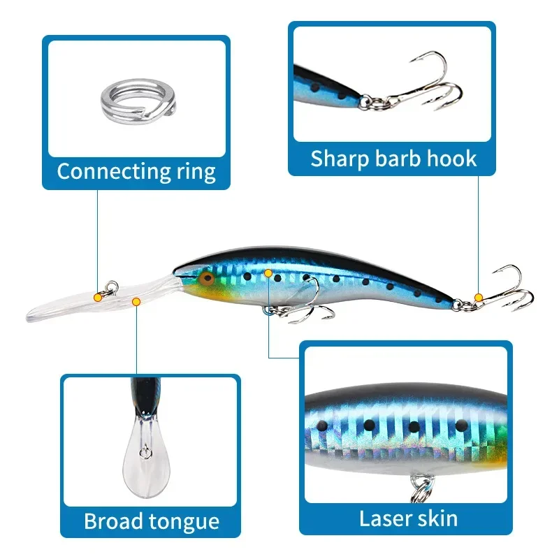 1 Uds 15,8 cm 14,5g Jerkbait de buceo profundo cebo duro Artificial pesca Wobblers señuelo de pececillo para lubina Lucio carpa aparejos de pesca - imagen 4