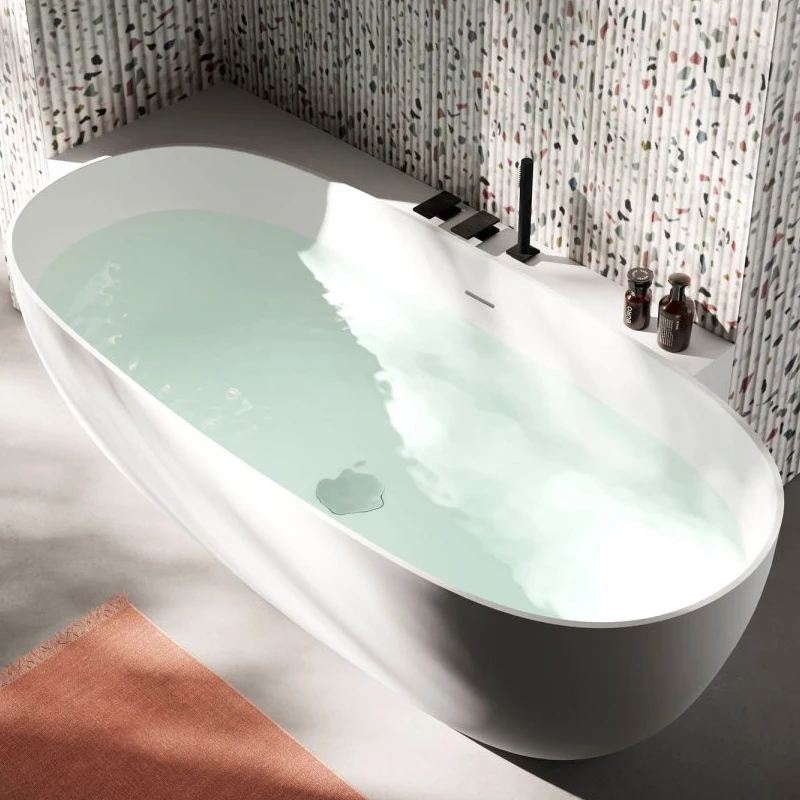 Bañera separada para familia, doble pareja, hotel, homestay, tipo ovalado, hermosa piedra artificial - imagen 3