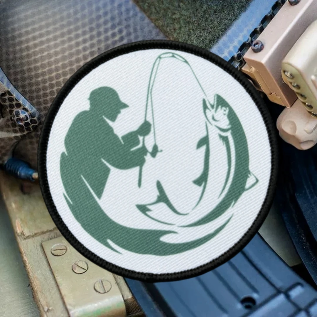 Parche de pesca para moral táctica, apliques personalizados, emblema del ejército militar, pegatina para mochila, parches de gancho y bucle impresos, ropa - imagen 2