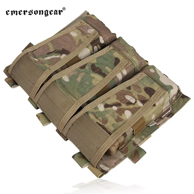 Emersongear-bolsa Triple para revistas para chaleco táctico AVS, bolsa de almacenamiento con tapa abierta, Airsoft, caza, senderismo al aire libre, nailon - imagen 3