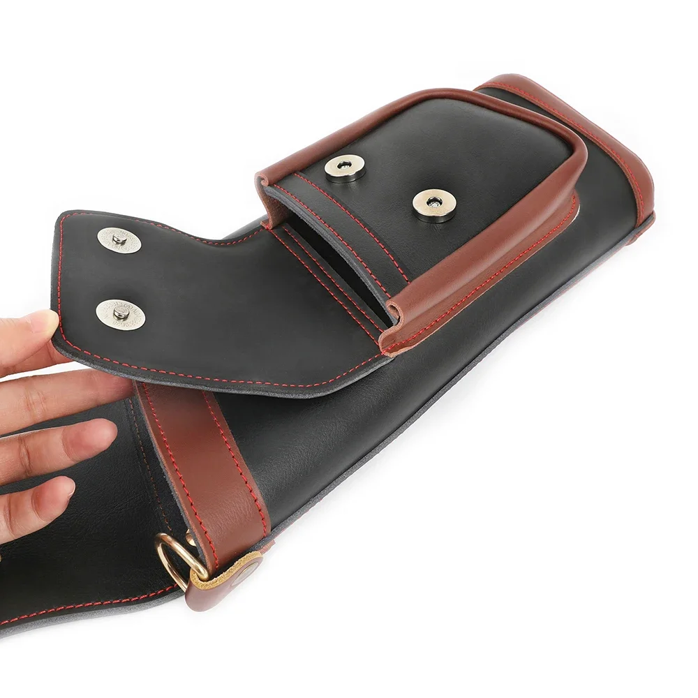 Bolsa de flecha de tiro con arco de cuero de vaca, portátil, puede sostener flechas de 20-30 piezas, mano derecha, accesorios de tiro de caza - imagen 3