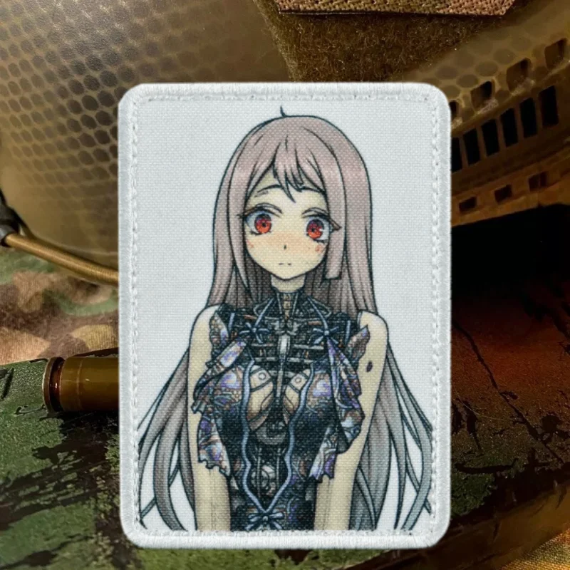 Parche estampado de Chica de Anime, insignia de moral táctica, gancho y bucle, parches impresos militares, pegatina para mochila, parches DIY para ropa