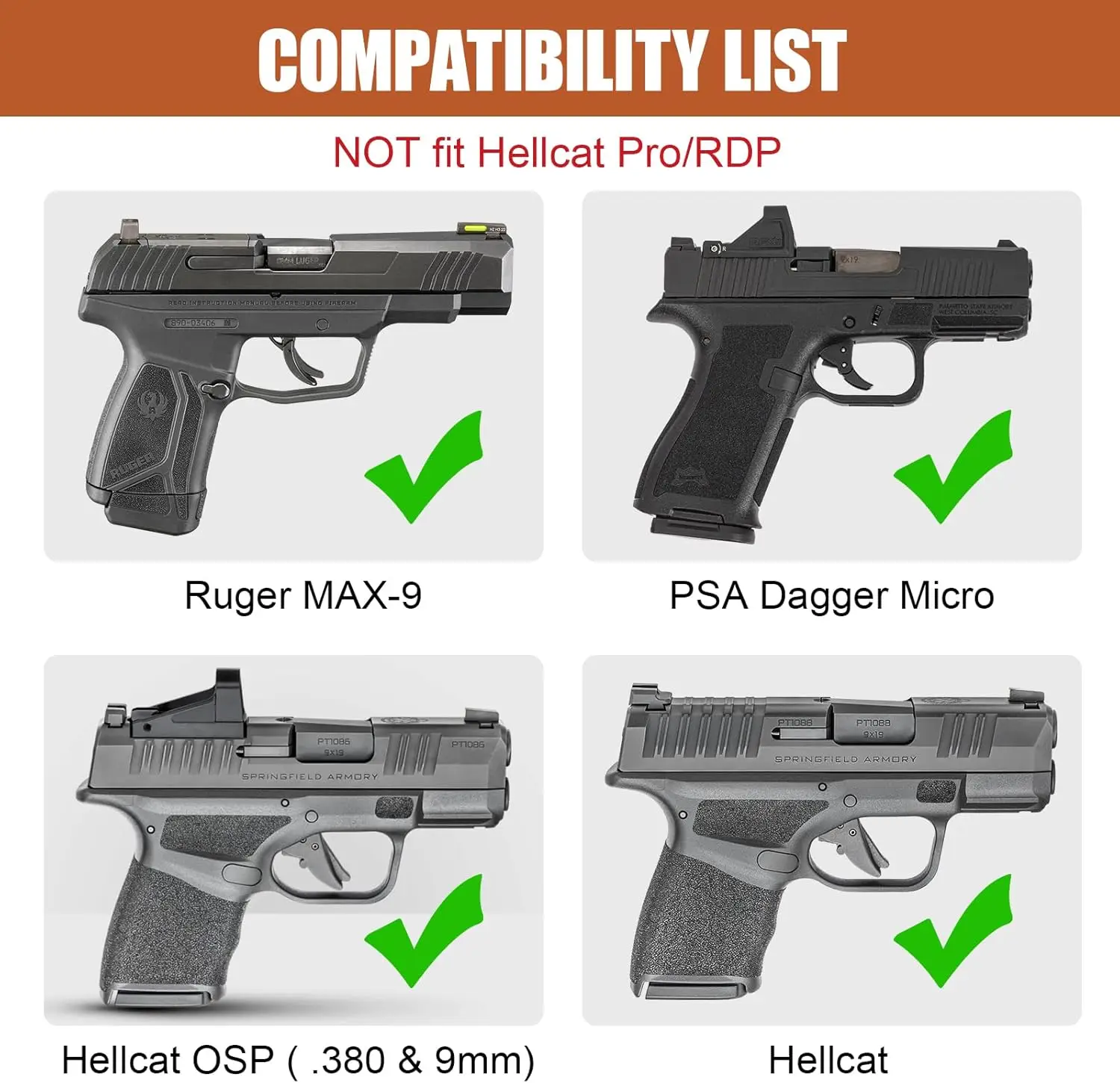 Funda cuero IWB Springfield Hellcat OSP, mano derecha portación oculta - imagen 3