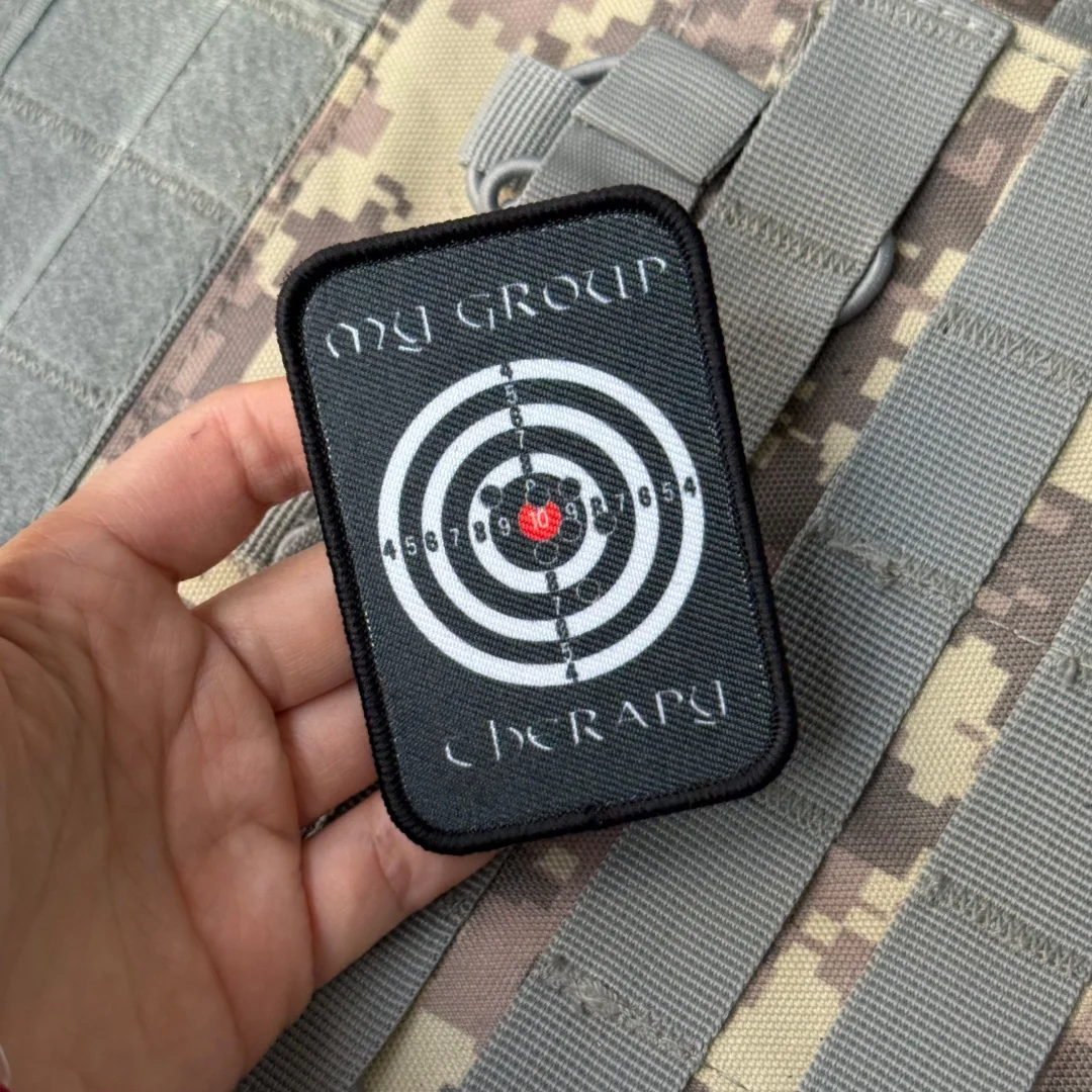 Parches impresos de moral táctica con gancho y bucle de tiro objetivo de terapia de mi grupo para ropa, brazalete militar, pegatinas para mochila - imagen 4