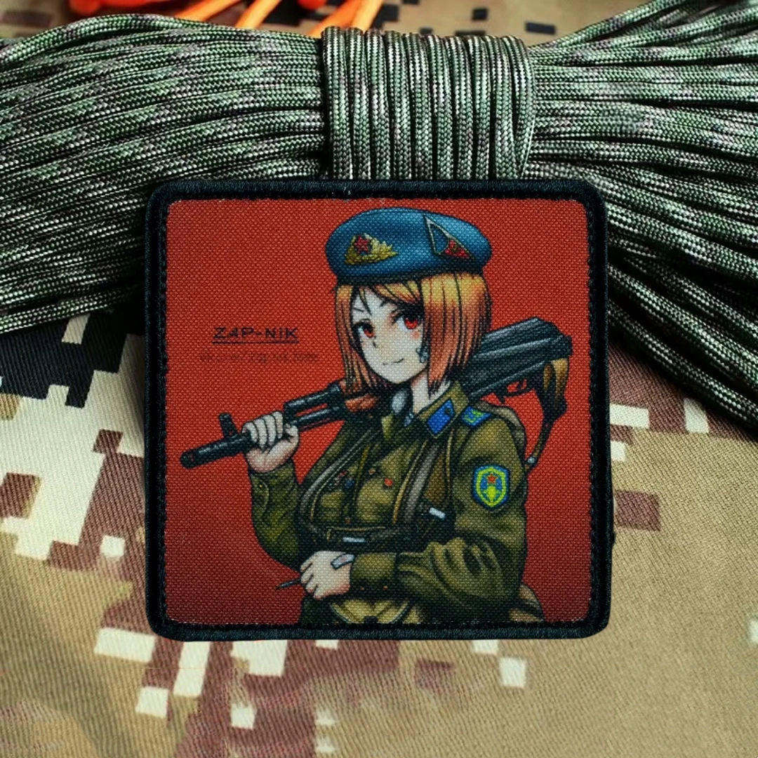 Parche táctico de Manga VDV para chica, insignia de moral, pegatina para mochila del ejército militar, parches con gancho estampado para ropa - imagen 3