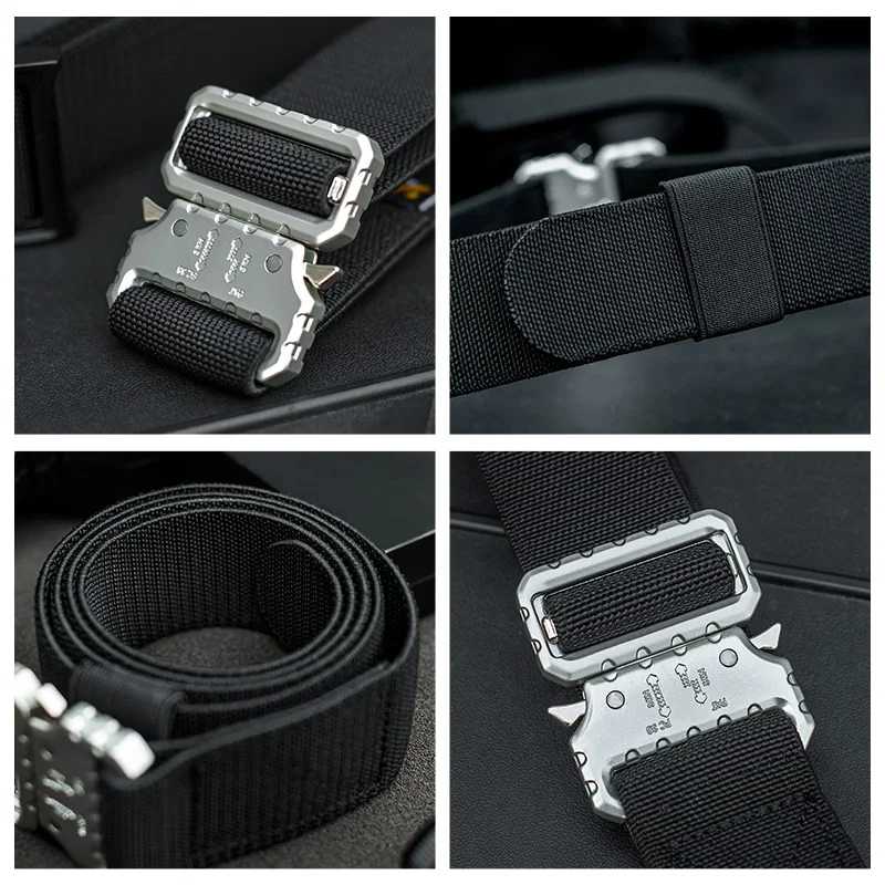 Cinturón táctico con atracción magnética, hebilla magnética, inserción y extracción rápida elástica, ropa de trabajo, cinturón tejido - imagen 4