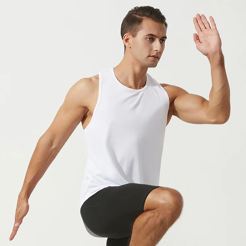 Chaleco de entrenamiento deportivo para hombre, camiseta sin mangas transpirable de cuello redondo, secado rápido, para correr al aire libre - imagen 2