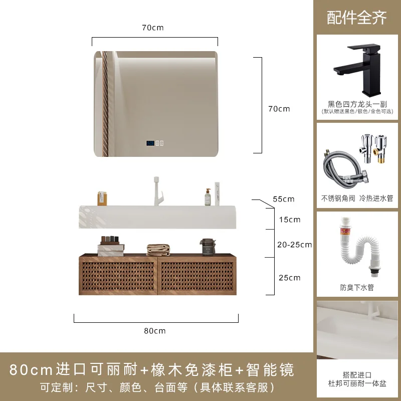 Lavabo integrado de ratán-Ji Feng, mueble de baño combinado, lavabo de baño - imagen 2